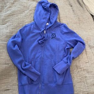 Together We Go Far Peloton blue zip up hoodie